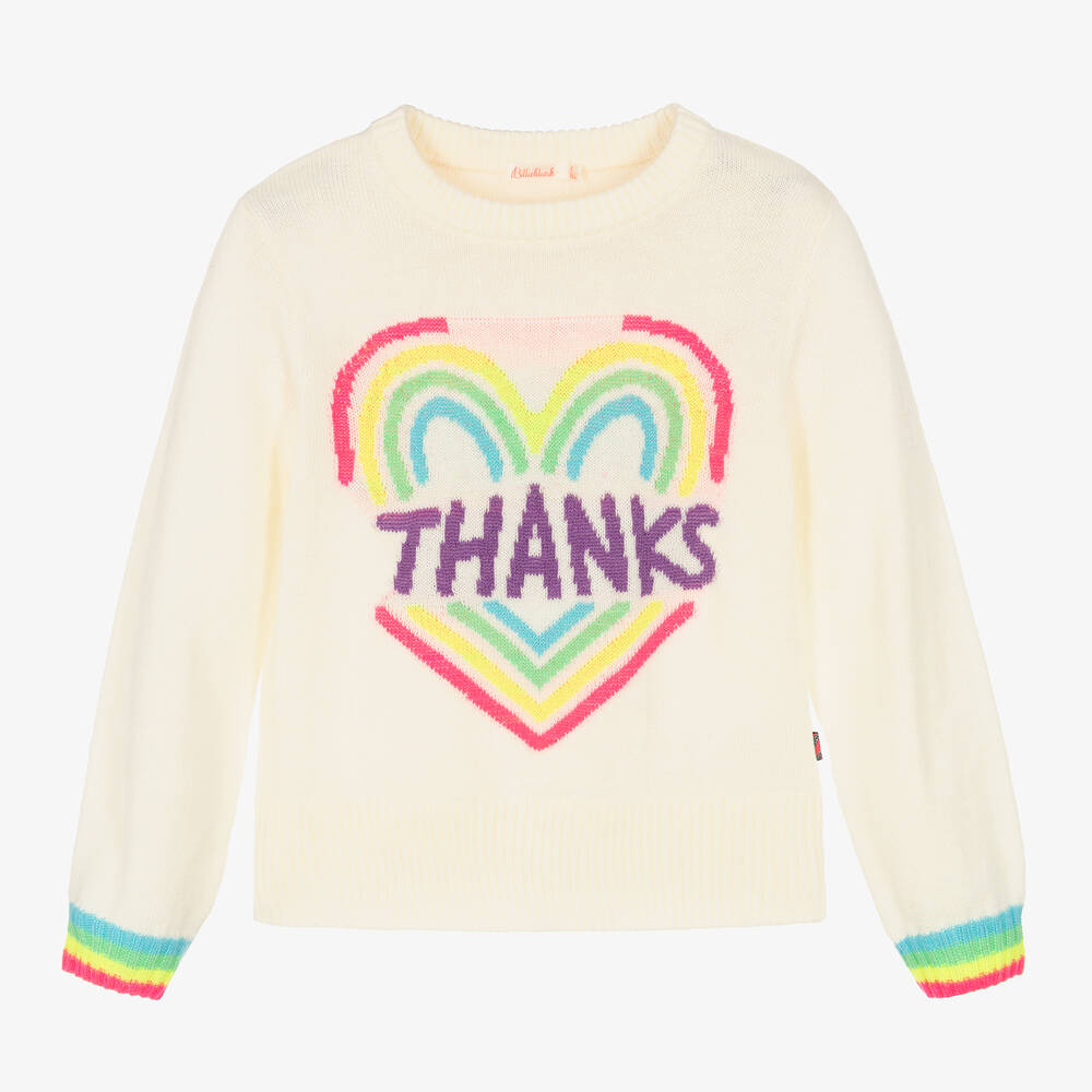Billieblush - Girls Ivory Knitted Heart Sweater | Childrensalon