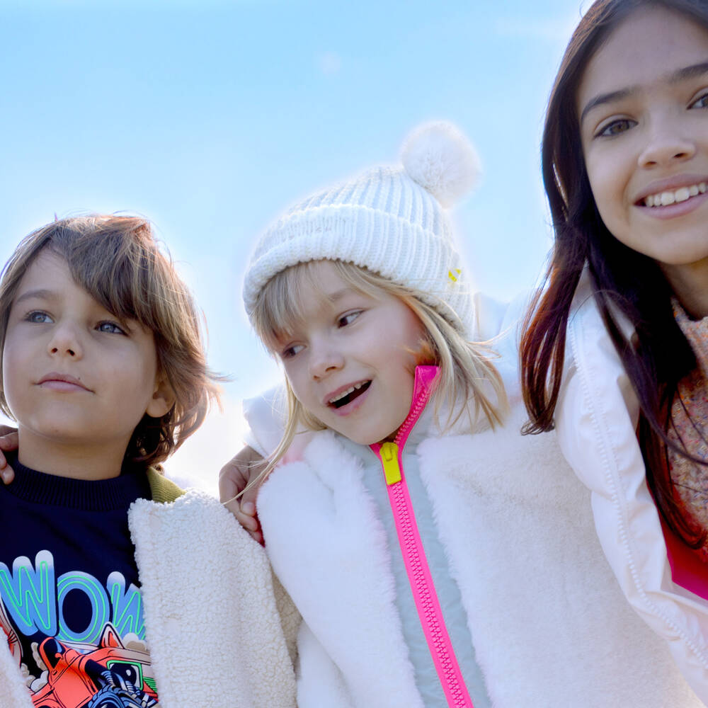 Billieblush-Girls Ivory Knitted Pom Pom Hat | Childrensalon Outlet