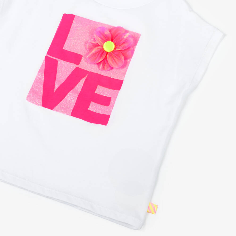 Billieblush-تيشيرت بناتي عاجي بنقشة زهور الحب | Childrensalon Outlet