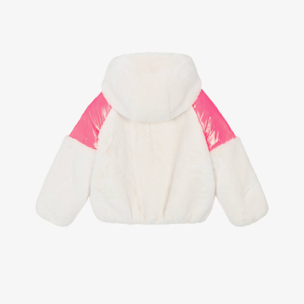 Billieblush-جاكيت فخم عاجي ووردي للبنات | Childrensalon Outlet