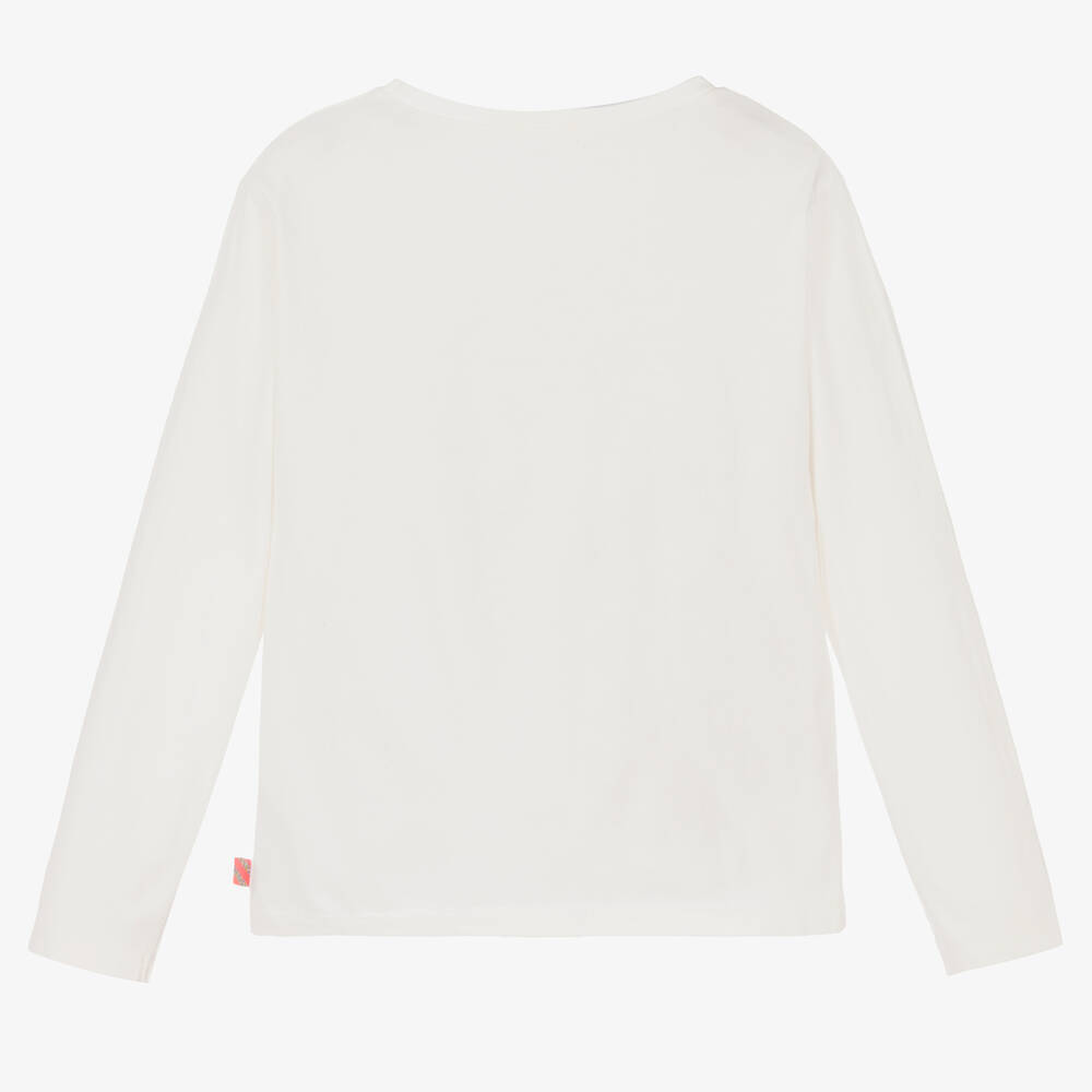 Billieblush-Girls Ivory Peacock Cotton Top | Childrensalon Outlet
