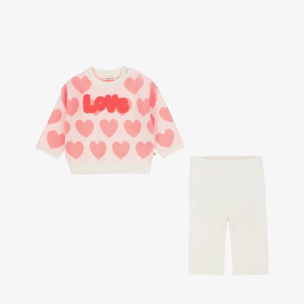 Billieblush-طقم بناتي وردي محبوك بنقشة قلب | Childrensalon Outlet