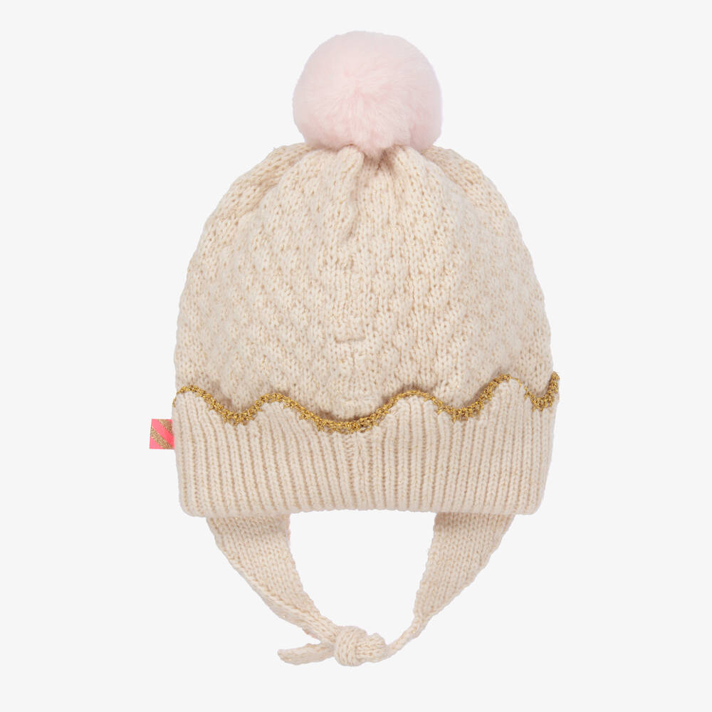 Billieblush-Girls Ivory Pom-Pom Hat | Childrensalon Outlet