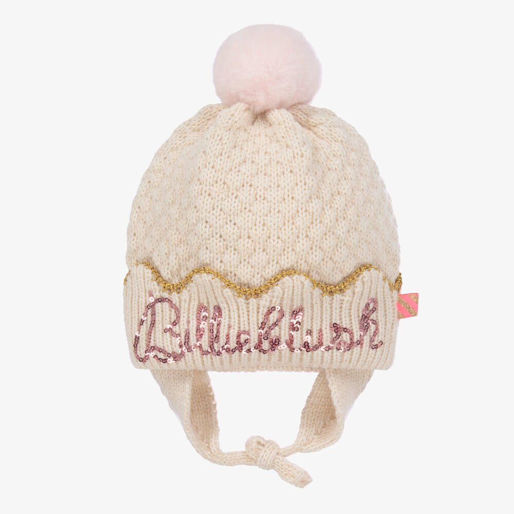 Billieblush - Кремовая шапка с помпоном для девочек | Childrensalon