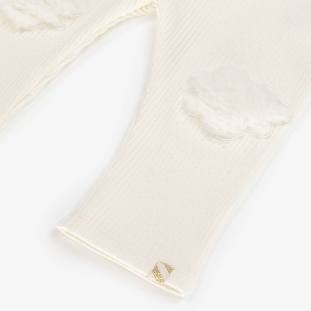 Billieblush-Girls Ivory Ribbed Cloud Leggings | Childrensalon Outlet