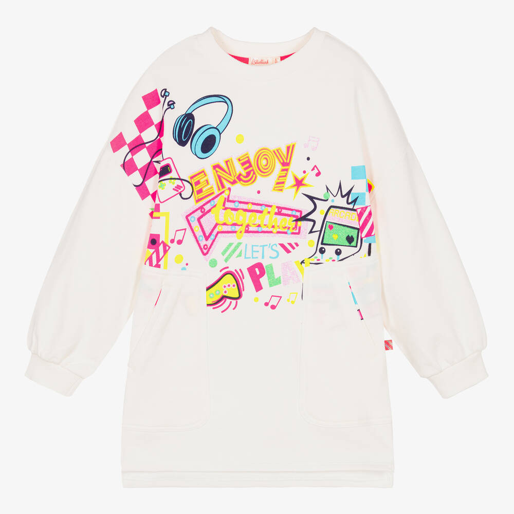 Billieblush-Girls Ivory Slogan Sweatshirt Dress | Childrensalon Outlet