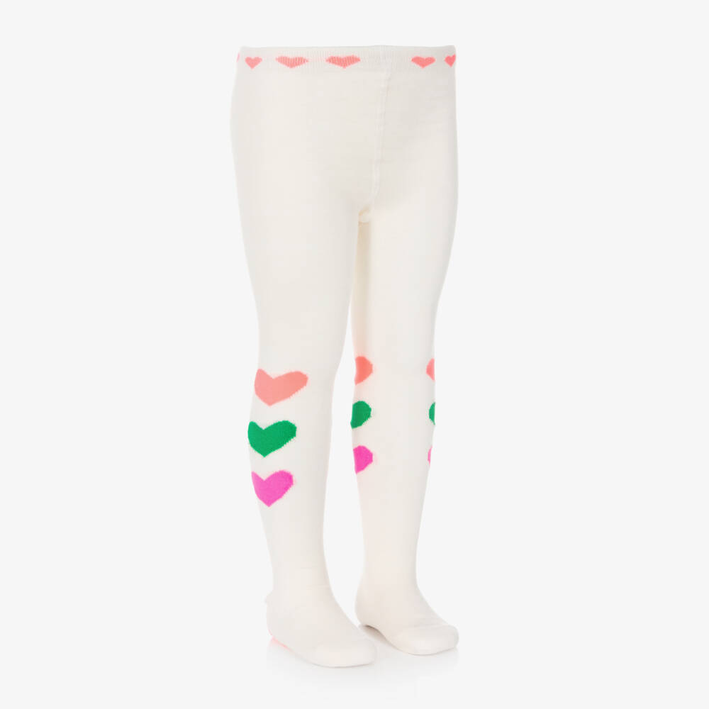 Billieblush-Кремовые колготки с блестящими сердцами для девочек | Childrensalon Outlet