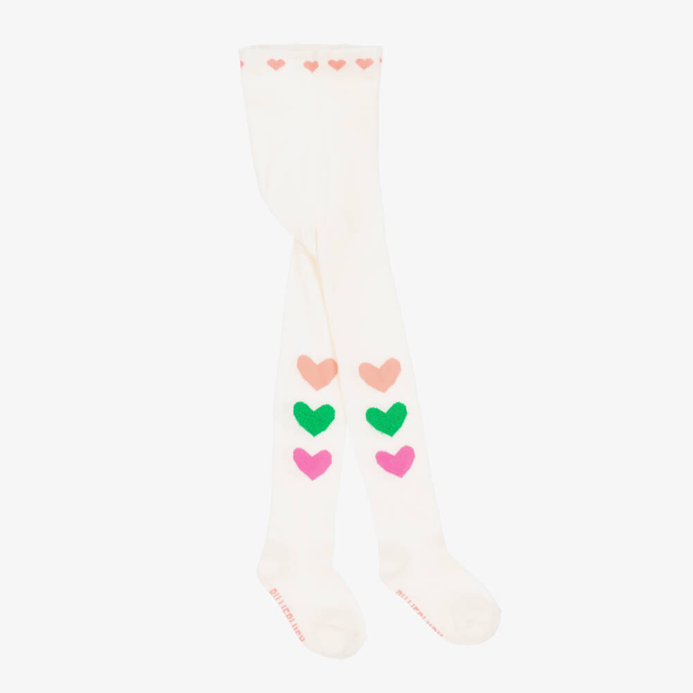 Billieblush-Кремовые колготки с блестящими сердцами для девочек | Childrensalon Outlet