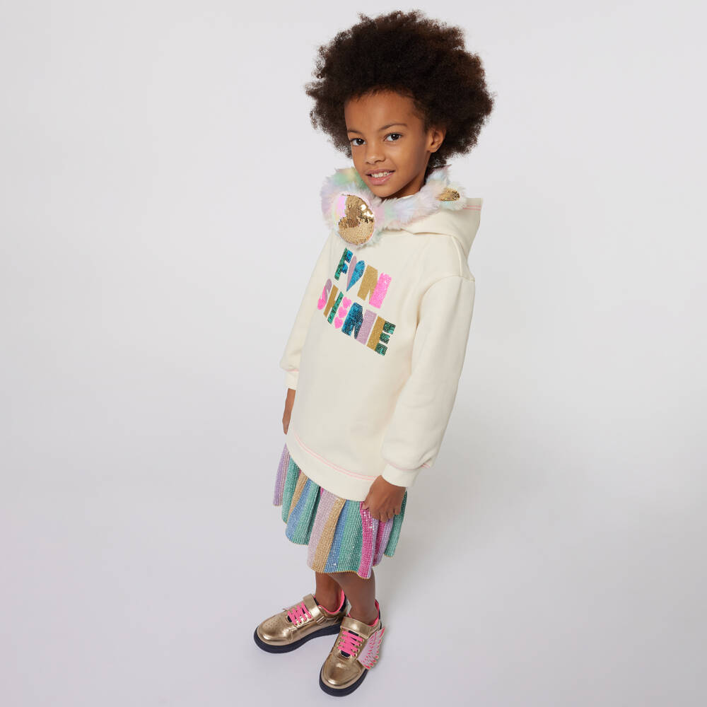 Billieblush-Girls Ivory Sparkle Hooded Dress | Childrensalon Outlet