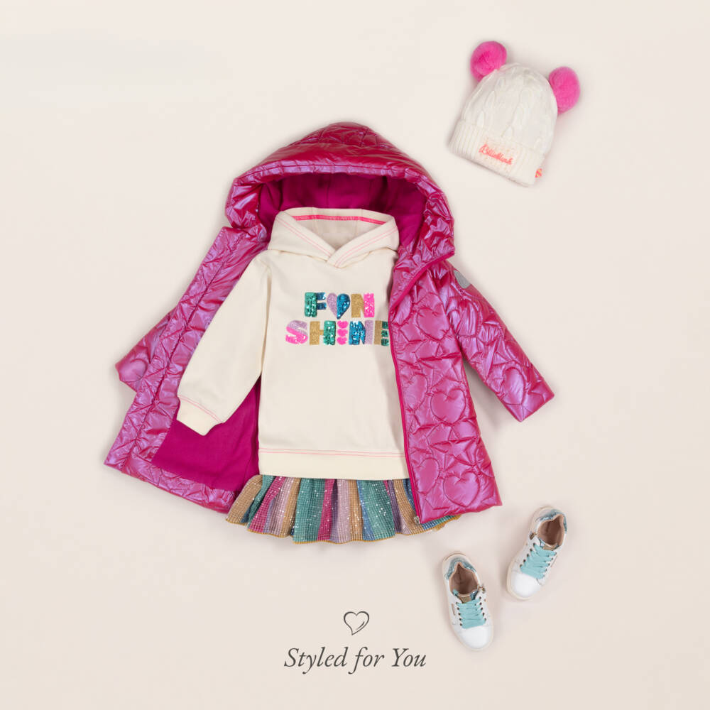 Billieblush-Girls Ivory Sparkle Hooded Dress | Childrensalon Outlet