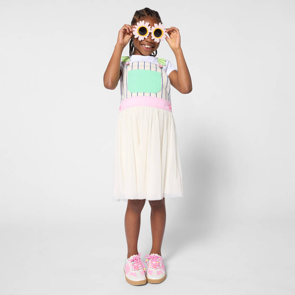 Billieblush-Girls Ivory Striped Pinafore Dress | Childrensalon Outlet