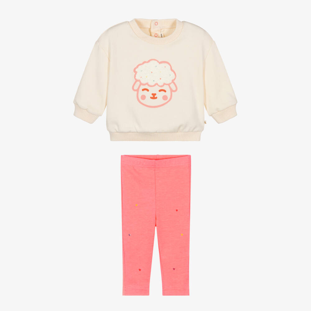 Billieblush-Girls Ivory Sweatshirt & Pink Sequin Leggings Set | Childrensalon Outlet