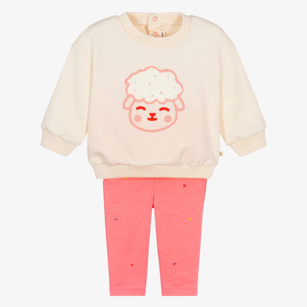 Billieblush-Girls Ivory Sweatshirt & Pink Sequin Leggings Set | Childrensalon Outlet