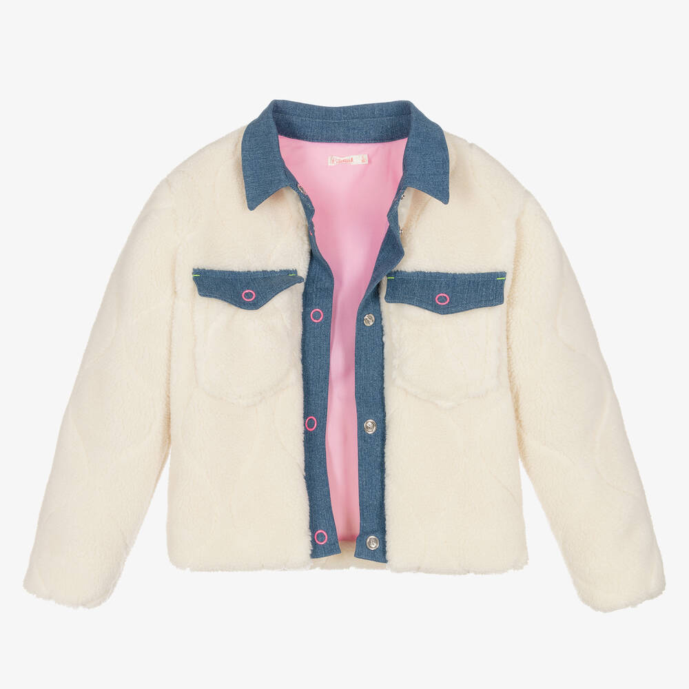 Billieblush-Girls Ivory Teddy Fleece Collared Jacket | Childrensalon Outlet