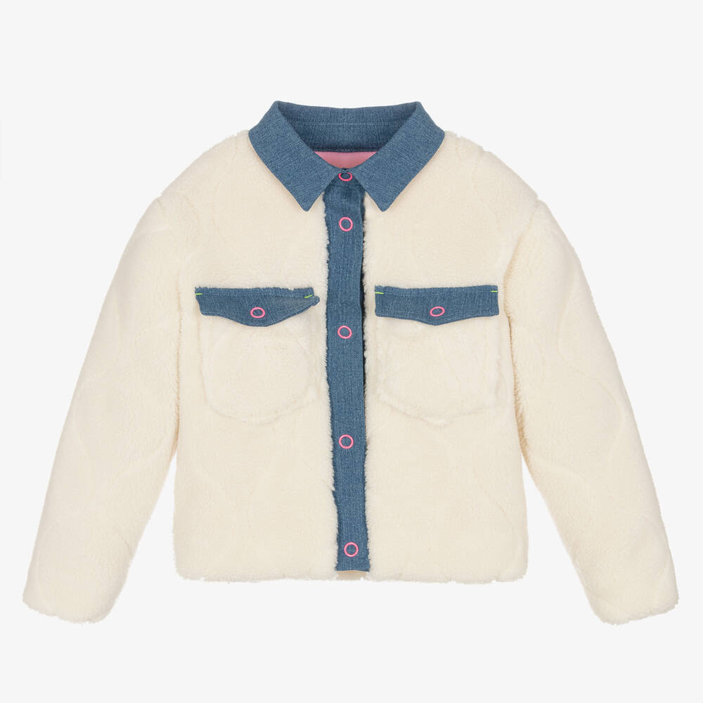 Billieblush - Girls Ivory Teddy Fleece Collared Jacket | Childrensalon