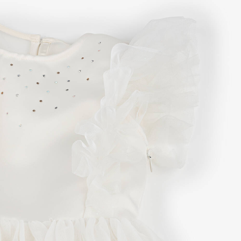 Billieblush-Girls Ivory Tulle Satin Dress | Childrensalon Outlet
