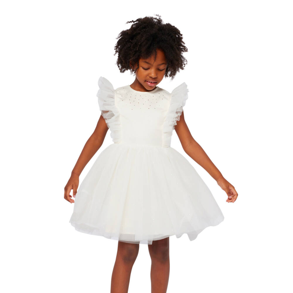 Billieblush-Girls Ivory Tulle Satin Dress | Childrensalon Outlet