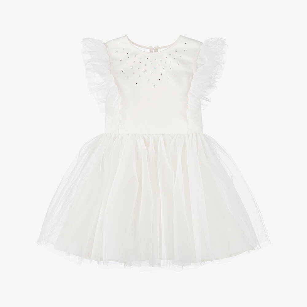 Billieblush-Girls Ivory Tulle Satin Dress | Childrensalon Outlet