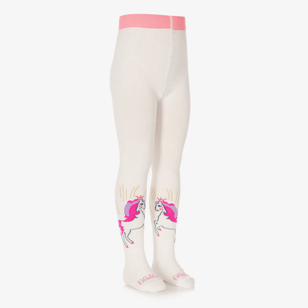 Billieblush Girls Ivory Unicorn Tights Childrensalon Outlet