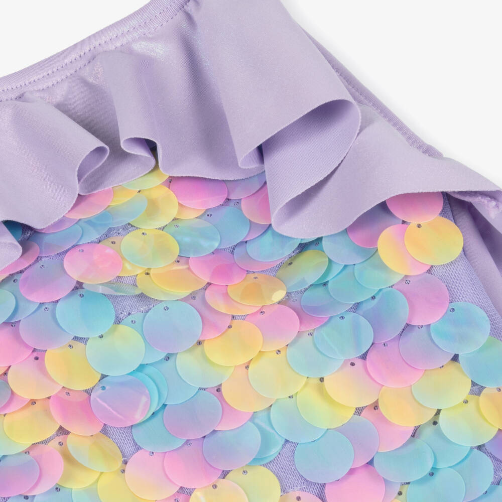 Billieblush-Girls Lavender Sequin Frill Swimsuit | Childrensalon Outlet