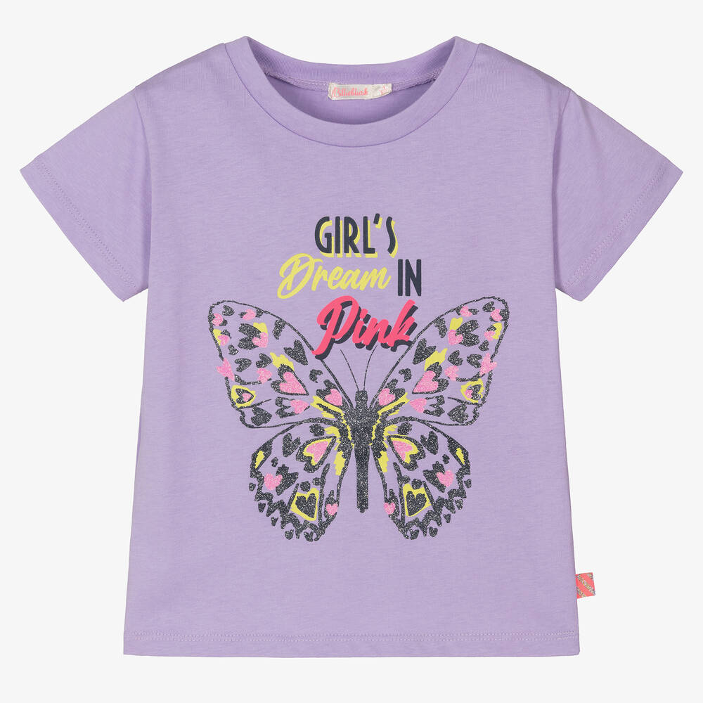 Billieblush Girls Lilac Purple Butterfly T Shirt Childrensalon Outlet