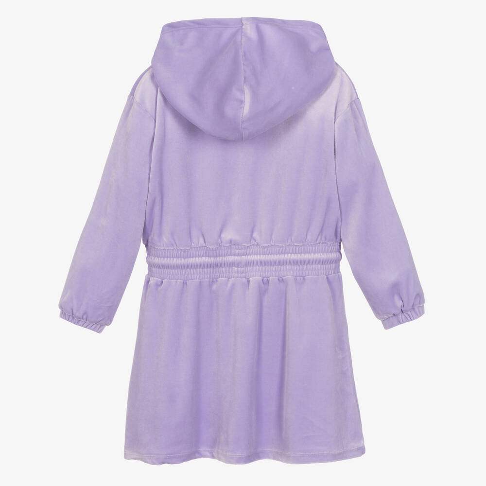 Billieblush-Girls Lilac Purple Hooded Velour Dress | Childrensalon Outlet