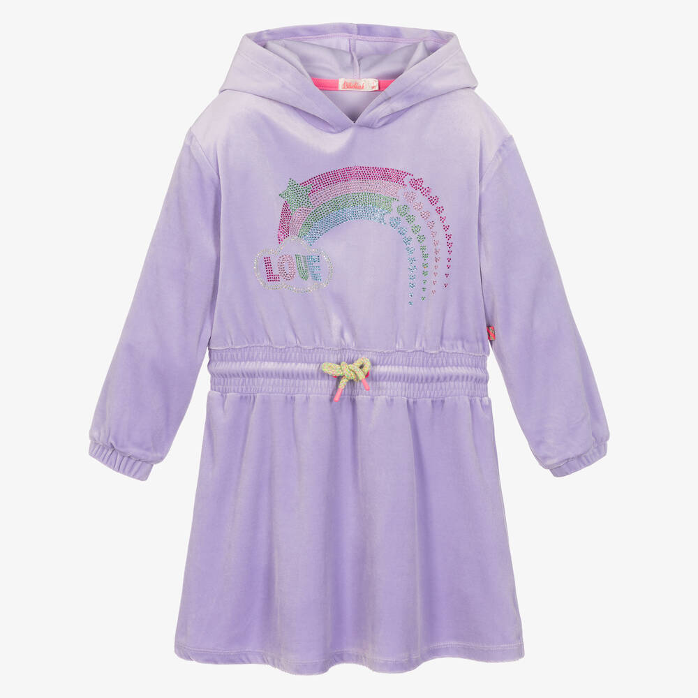 Billieblush - Robe à capuche violette en velours | Childrensalon