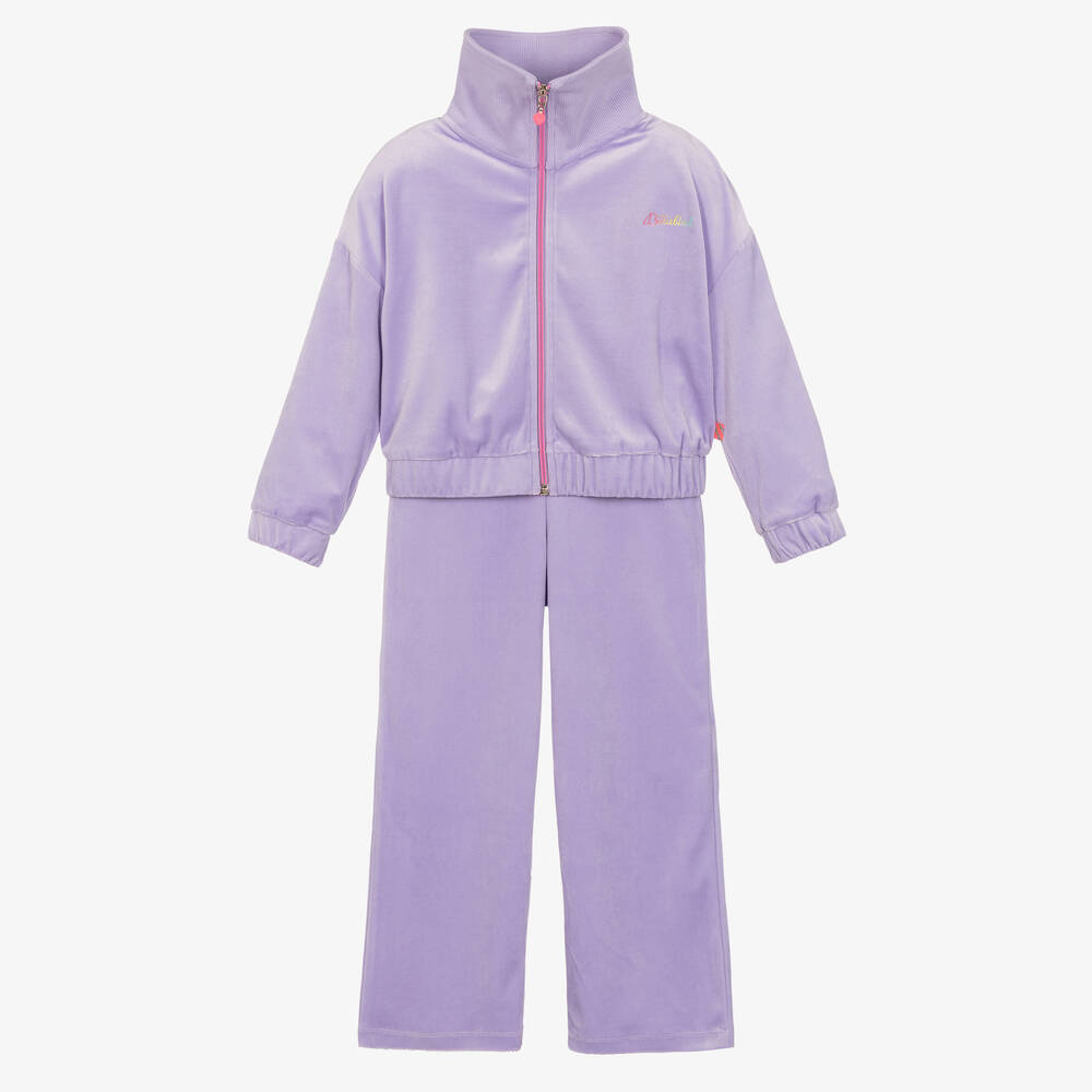 Billieblush - Girls Lilac Purple Velour Tracksuit | Childrensalon