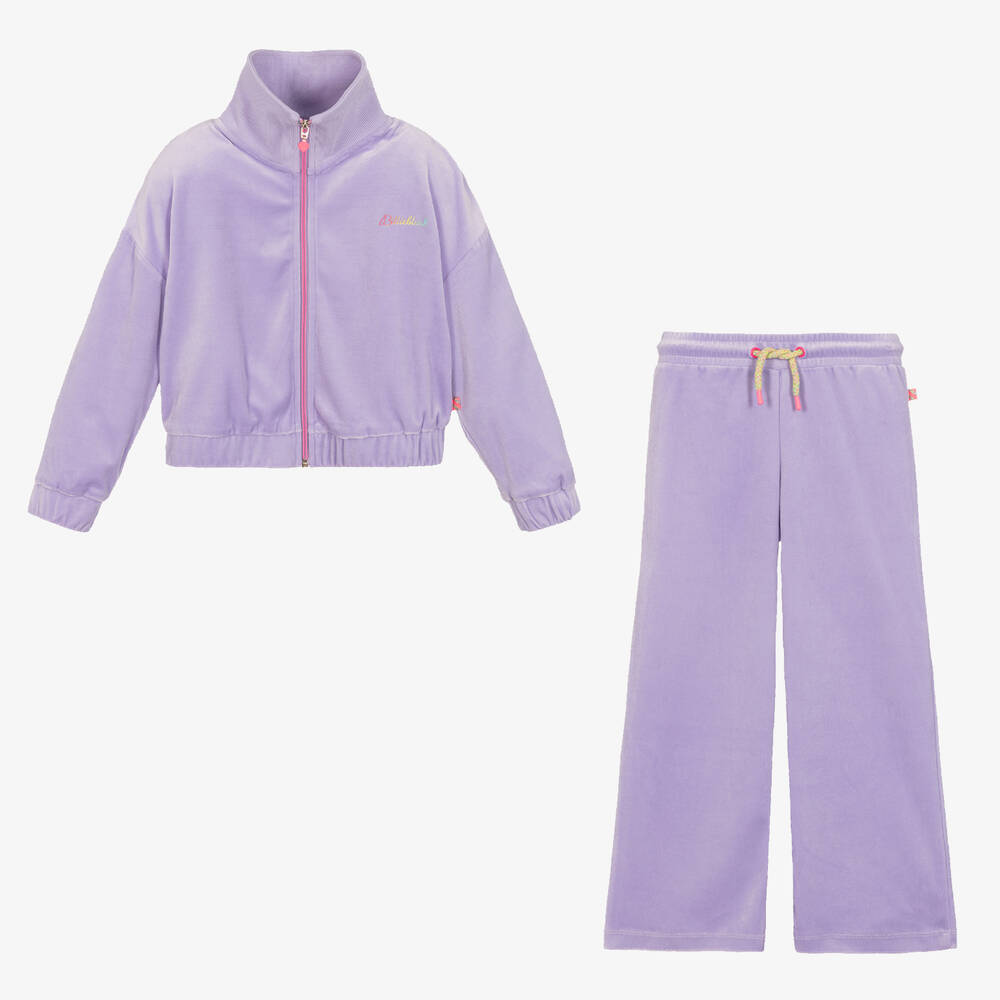 بيلي بلاش-بدلة رياضية قطيفة لون بنفسجي للبنات | Childrensalon Outlet