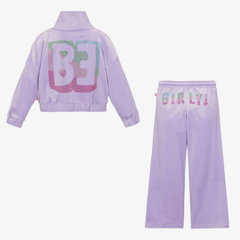 بيلي بلاش-بدلة رياضية قطيفة لون بنفسجي للبنات | Childrensalon Outlet
