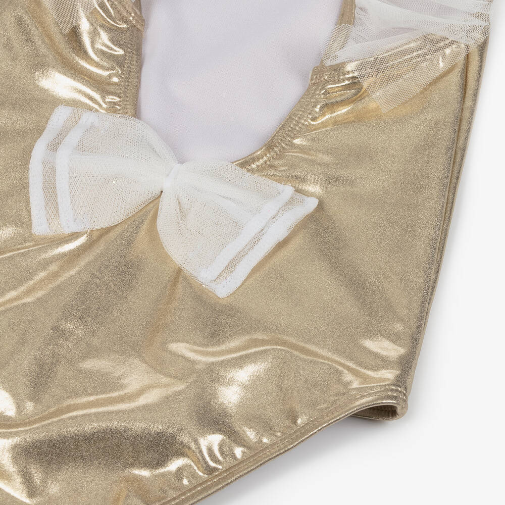 Billieblush-مايوه مزين تول لون ذهبي ميتاليك | Childrensalon Outlet