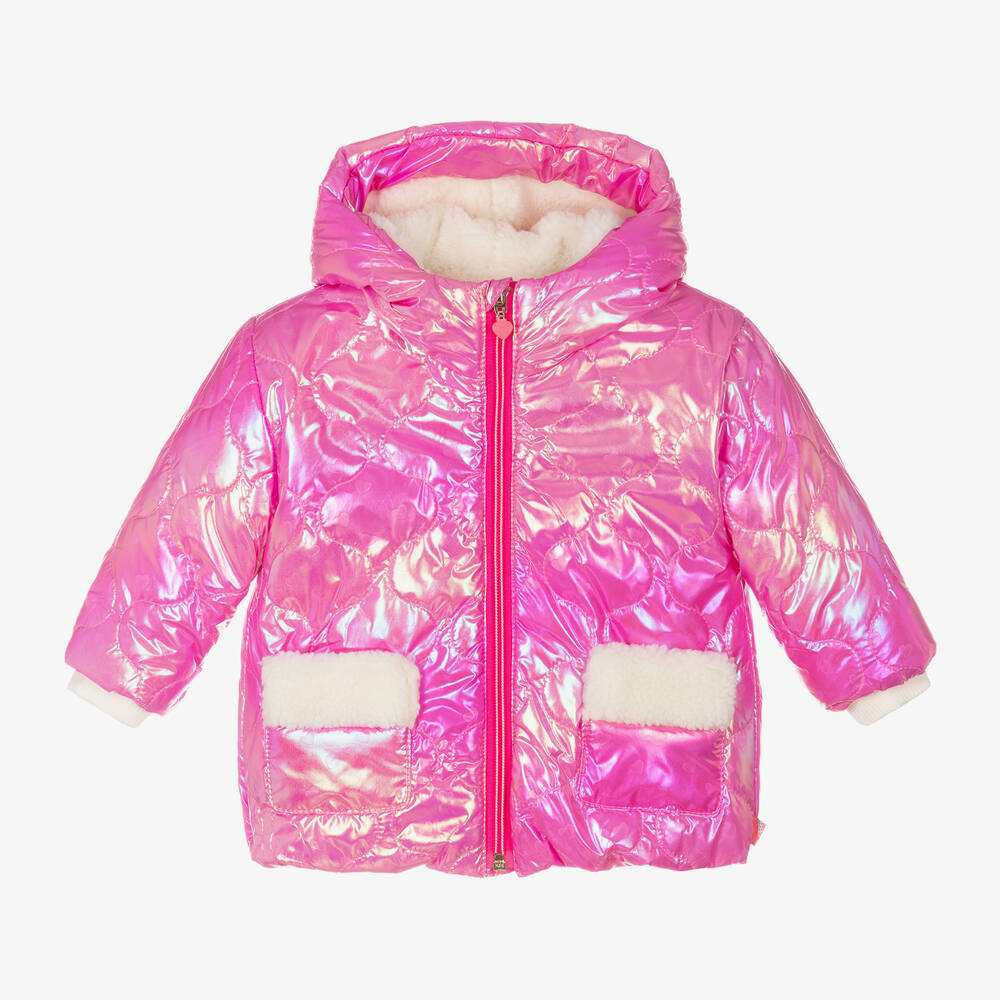 Billieblush - Girls Metallic Pink Quilted Coat | Childrensalon