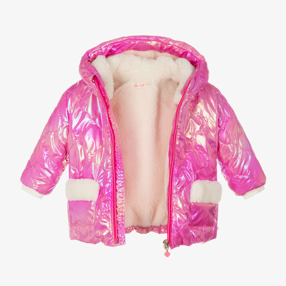 بيلي بلاش-معطف مبطن لون زهري متاليك أطفال بناتي | Childrensalon Outlet