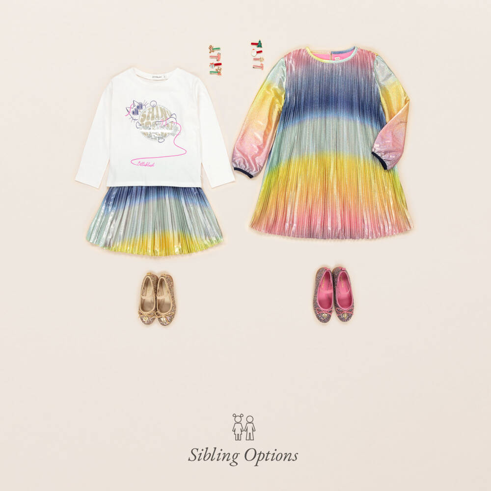 Billieblush-تنورة بنات قوس قزح متألقة بطيات | Childrensalon Outlet