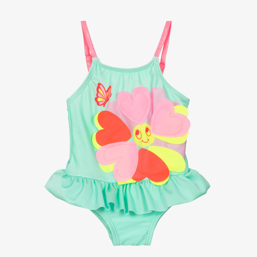 Billieblush-Girls Mint Green Frilly Flower Swimsuit | Childrensalon Outlet