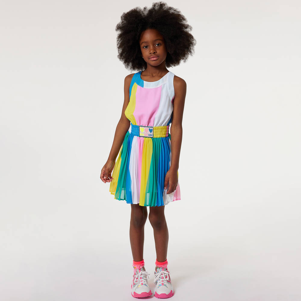 Billieblush-Girls Multicoloured Stripe Crêpe Skirt | Childrensalon Outlet
