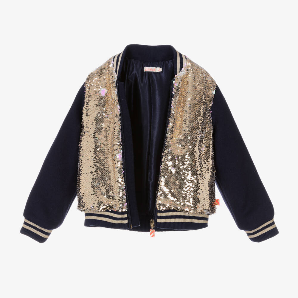 Billieblush-Girls Navy and Gold Sequin Jacket | Childrensalon Outlet