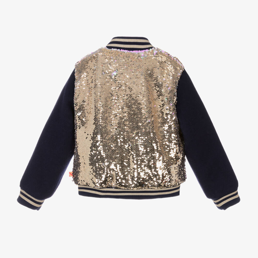 Billieblush-Girls Navy and Gold Sequin Jacket | Childrensalon Outlet