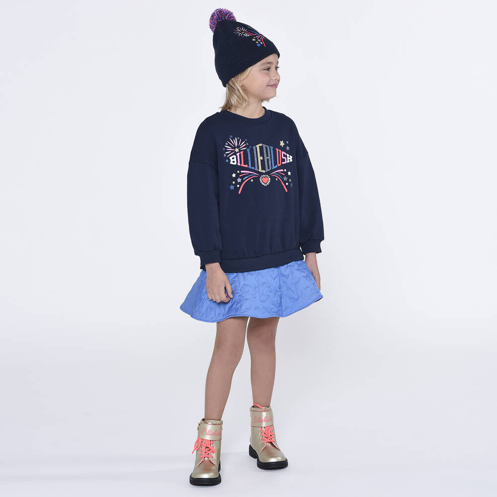 Billieblush-Girls Navy Blue Cotton Dress | Childrensalon Outlet