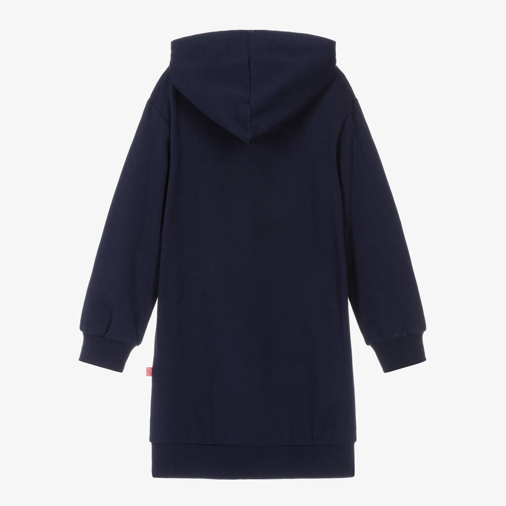 Billieblush-Girls Navy Blue Cotton Hooded Dress | Childrensalon Outlet