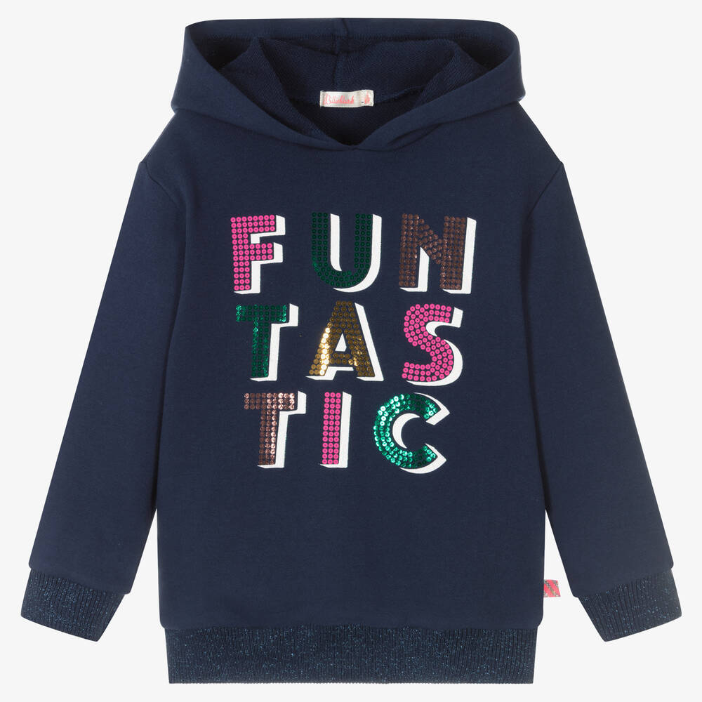Billieblush-Girls Navy Blue Cotton Hoodie | Childrensalon Outlet