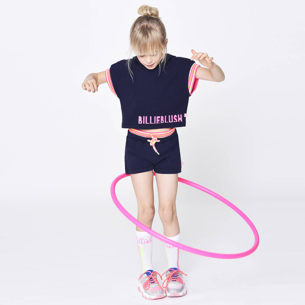 Billieblush-Girls Navy Blue Cotton Shorts | Childrensalon Outlet