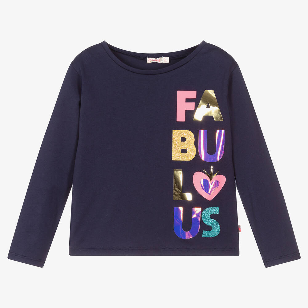 Billieblush - Girls Navy Blue Cotton Top | Childrensalon