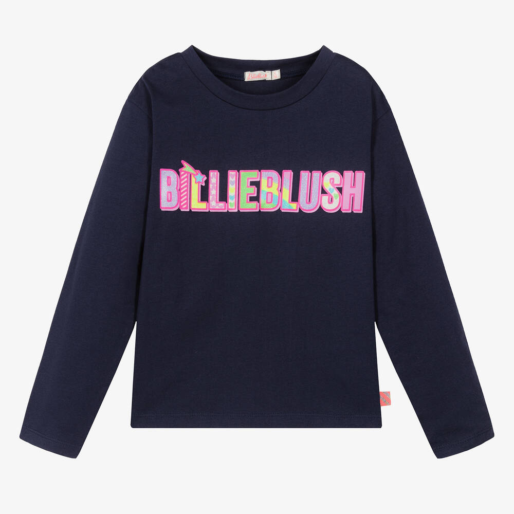 Billieblush-Girls Navy Blue Cotton Top | Childrensalon Outlet