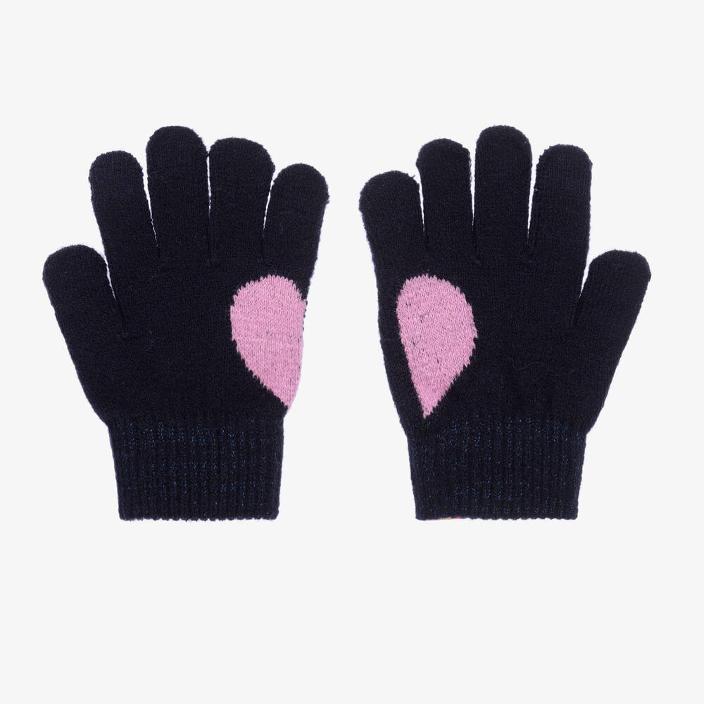 Billieblush-Girls Navy Blue Heart Gloves | Childrensalon Outlet