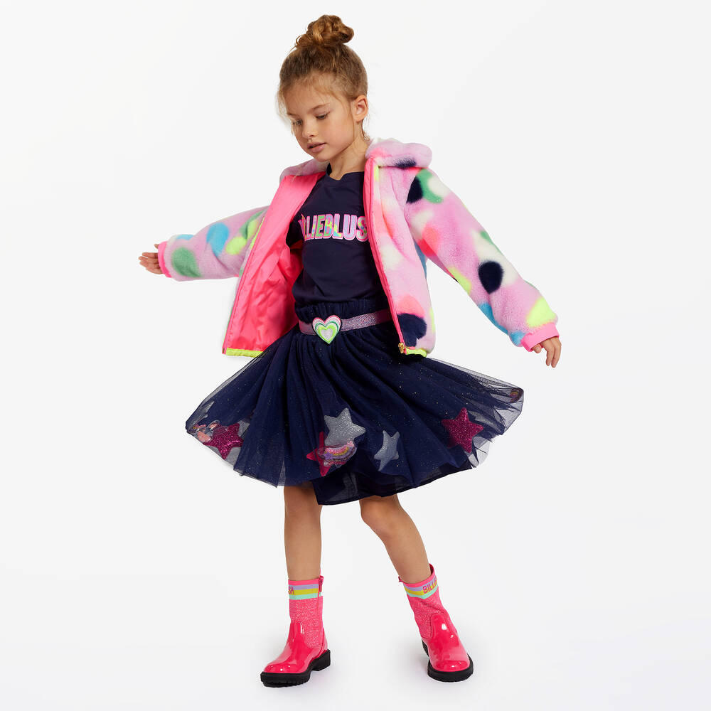 Billieblush-Girls Navy Blue Heart & Star Tulle Skirt | Childrensalon Outlet