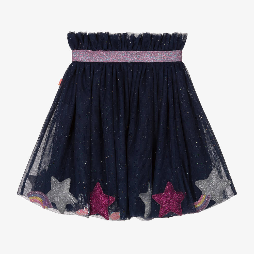 Billieblush-Girls Navy Blue Heart & Star Tulle Skirt | Childrensalon Outlet