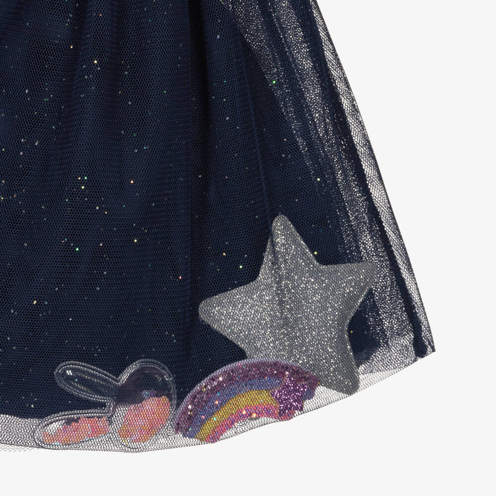 Billieblush-Girls Navy Blue Heart & Star Tulle Skirt | Childrensalon Outlet
