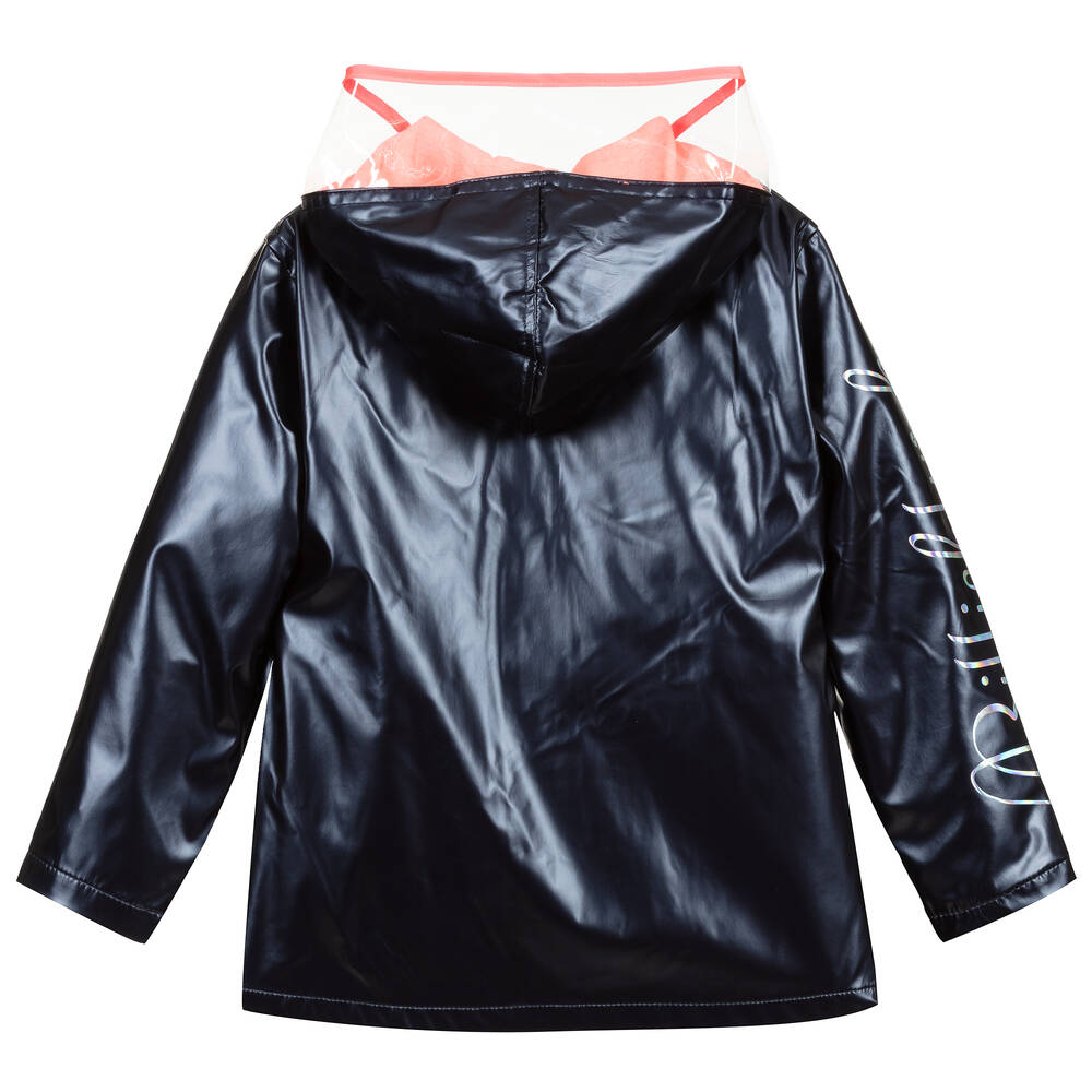 Billieblush Girls Navy Blue Hooded Raincoat