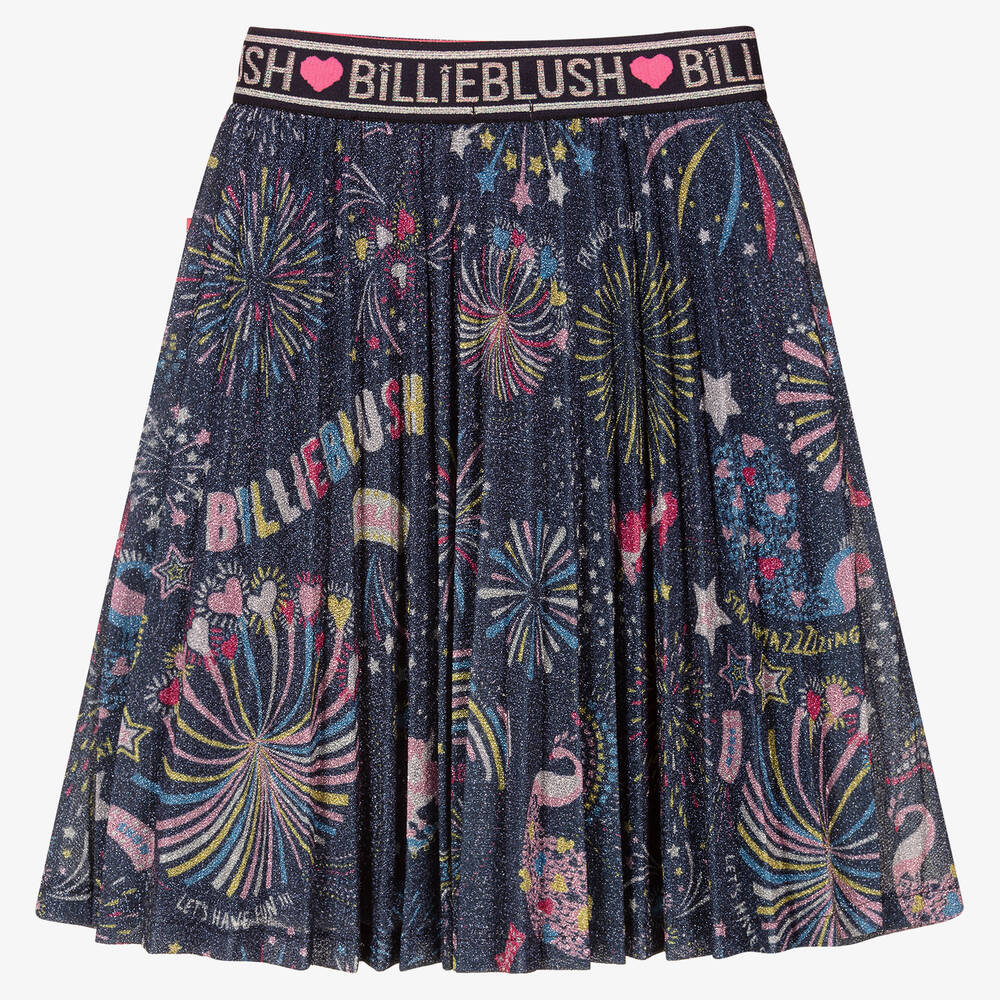 Billieblush-Girls Navy Blue Lurex Skirt | Childrensalon Outlet
